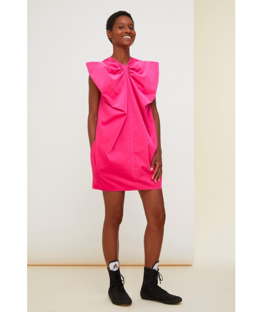 Oversized bow velvet mini dress pas chere