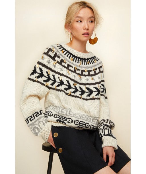 Jacquard wool and alpaca jumper with votive embellishments Economisez 