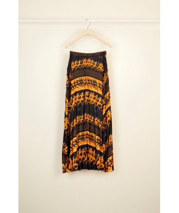 Pleated maxi printed skirt commande en ligne