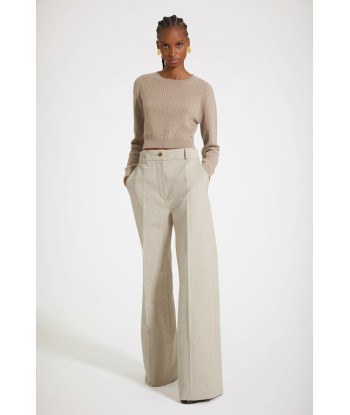 Iconic long trousers in organic cotton jacquard s'inspire de l'anatomie humaine