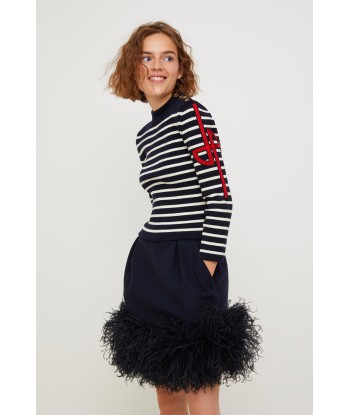 Feather-embellished pleated skirt vente chaude votre 