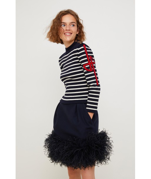 Feather-embellished pleated skirt vente chaude votre 