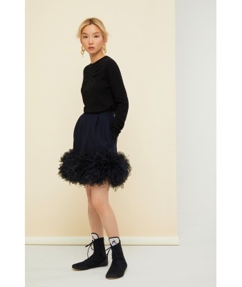 Feather-embellished pleated skirt vente chaude votre 