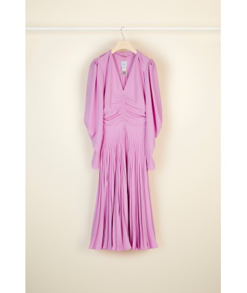 Twisted collar pleated dress pas cher 