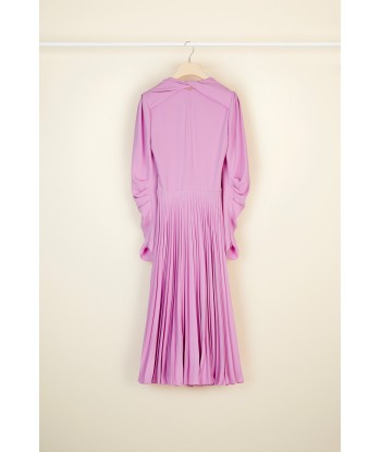 Twisted collar pleated dress pas cher 