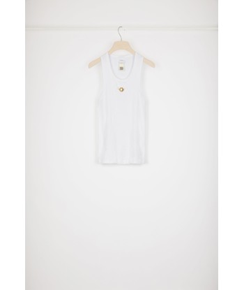 Medallion-embellished tank top in organic cotton Paris Déstockage Promo