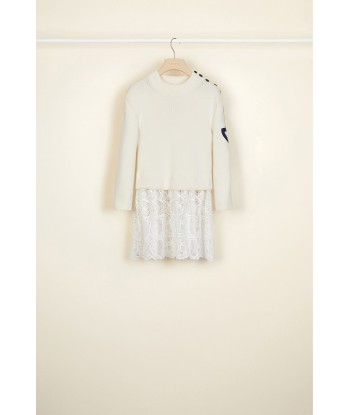 Cotton jumper with guipure embellishment outlet