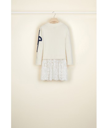 Cotton jumper with guipure embellishment outlet