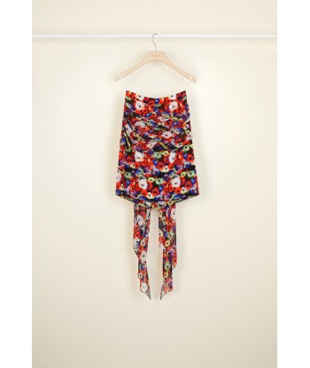 Draped floral silk skirt with back panel Par le système avancé 