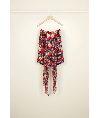 Draped floral silk skirt with back panel Par le système avancé 