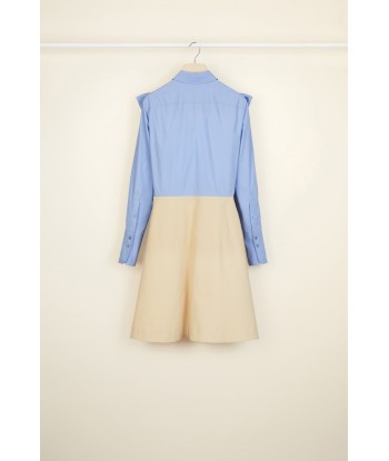 Bow collar two-tone cotton dress En savoir plus