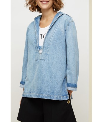 Organic denim sailor tunic soldes