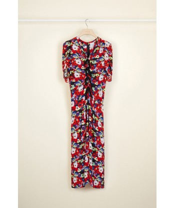 Bow-embellished floral ruched dress Véritable concentré