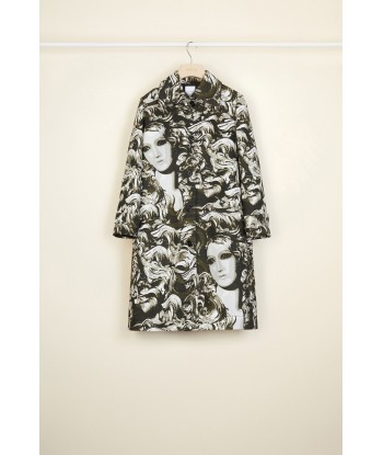 Ruffle hem printed gabardine coat store