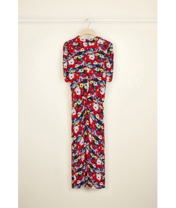 Bow-embellished floral ruched dress Véritable concentré