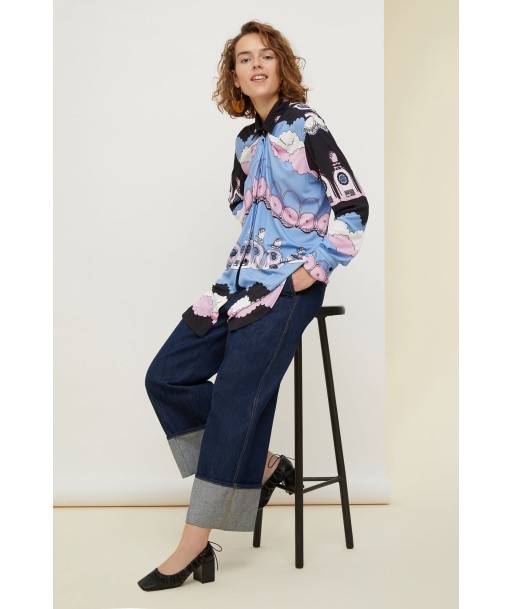 Printed draped jersey blouse acheter en ligne