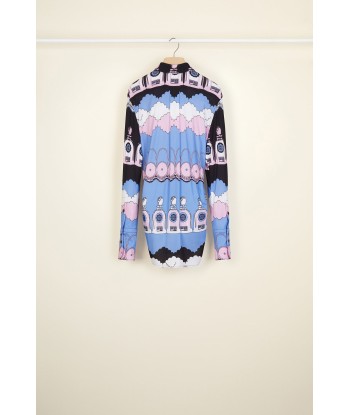 Printed draped jersey blouse acheter en ligne