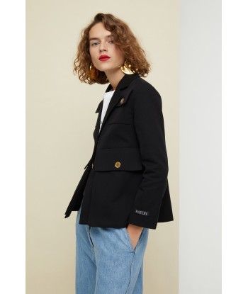 Cropped cotton safari jacket brillant des détails fins