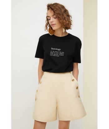 High-waisted cotton shorts acheter