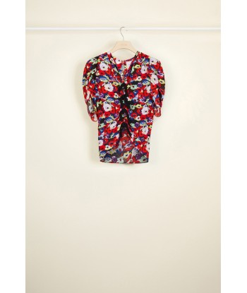 Bow-embellished floral ruched top meilleur choix