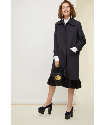 Ruffle hem gabardine coat français